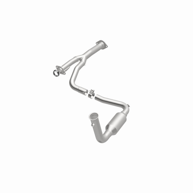 MagnaFlow 4551582 carb direct-fit catalytic converter, opposite front three-quarter view of the turntable spin