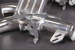 Close-up of polished pipework and mounting bracket on Capristo Ferrari Portofino valved exhaust
