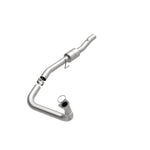 MagnaFlow 4451642 carb direct-fit catalytic converter, opposite front three-quarter view of the turntable spin