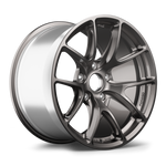 Gunmetal gray forged wheel with multi-spoke design and five lug bolt pattern on white background - APEX Wheels wheel for 18x10.5 ET47 5x130 - Anthracite