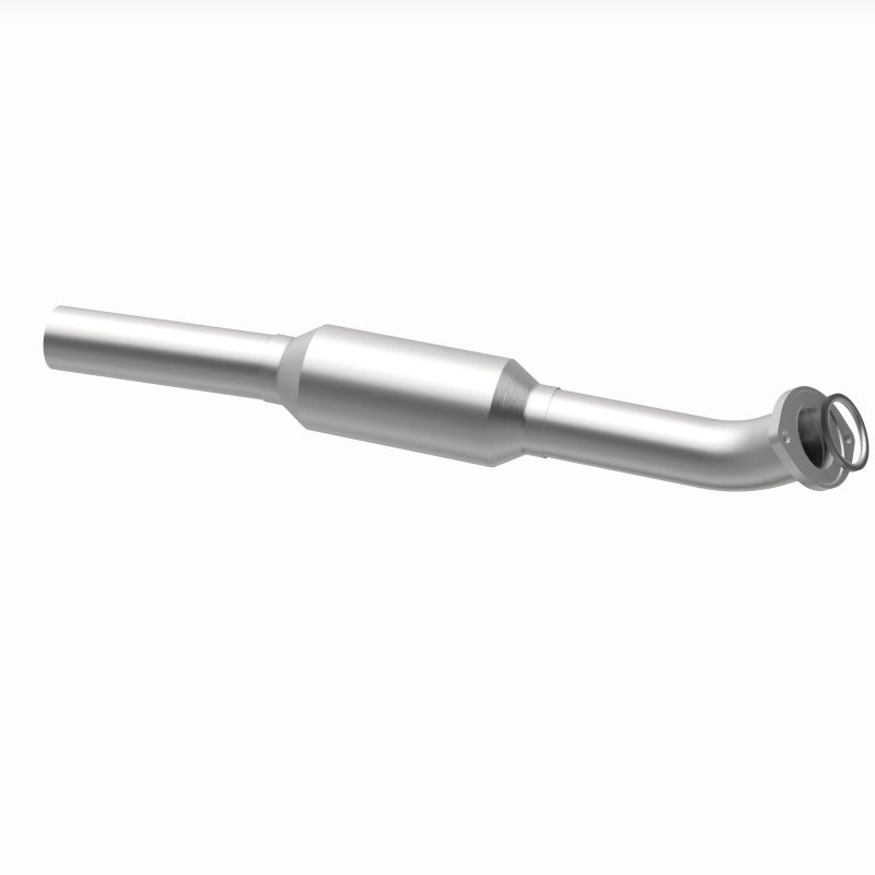 MagnaFlow 5592559 carb direct-fit catalytic converter, opposite rear three-quarter view of the turntable spin