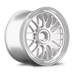 Silver forged aluminum wheel with multi-spoke design and polished lip isolated on white background - APEX Wheels wheel for 19x12 ET46 PSCL - Race Silver - Machined Lip