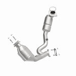 MagnaFlow 5411466 carb direct-fit catalytic converter, front three-quarter view of the turntable spin