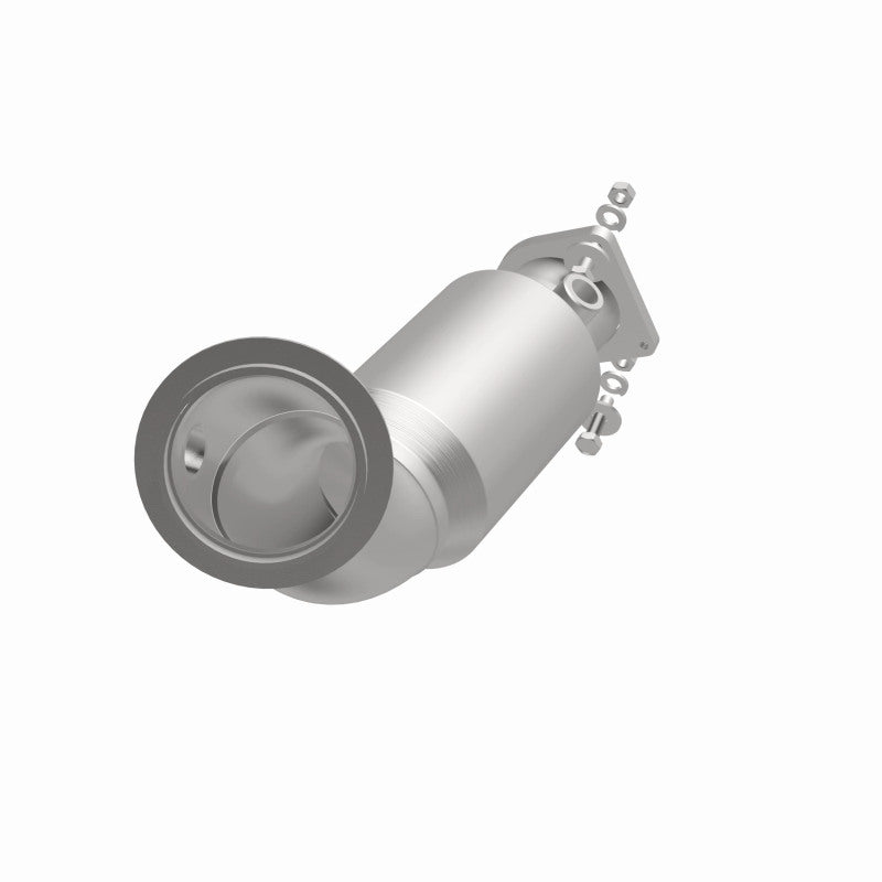 MagnaFlow 52931 oem grade direct-fit catalytic converter, opposite front three-quarter view of the turntable spin