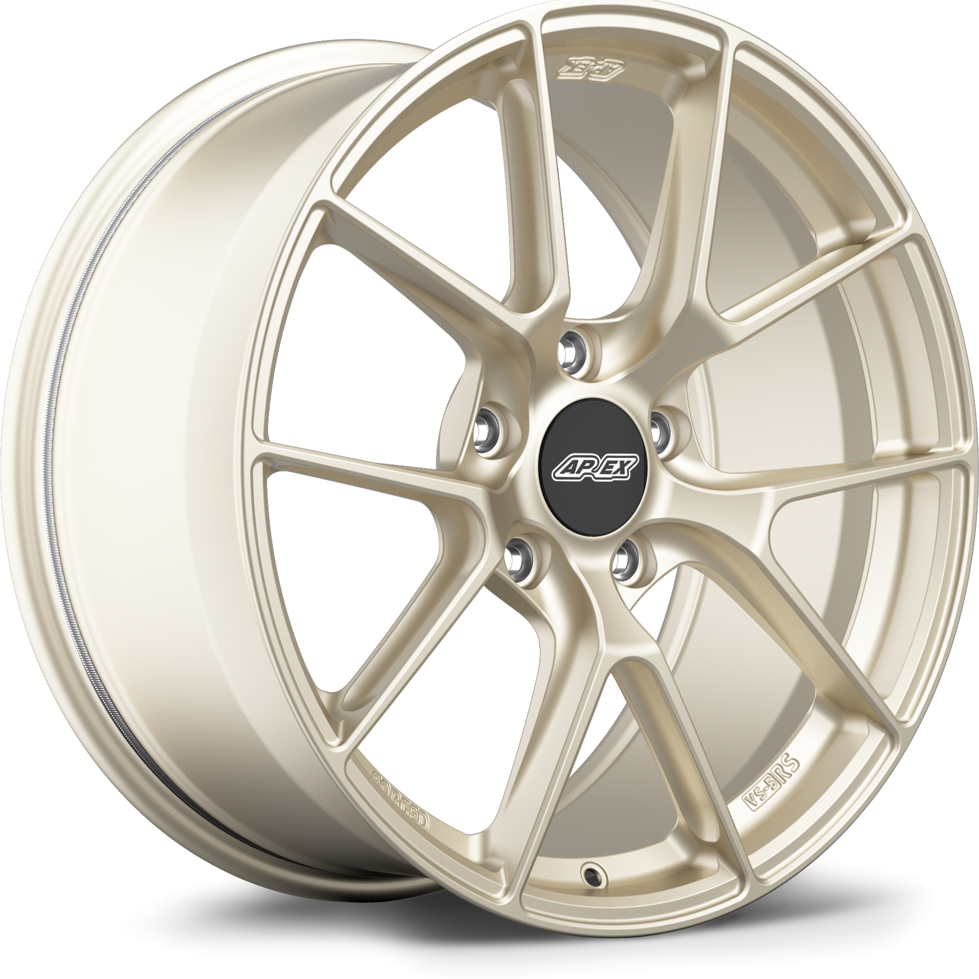 Gold-finished alloy wheel with Y-spoke design, five bolt pattern, and black center cap on white background - APEX Wheels wheel for 19x9 ET50 5x130 - Motorsport Gold