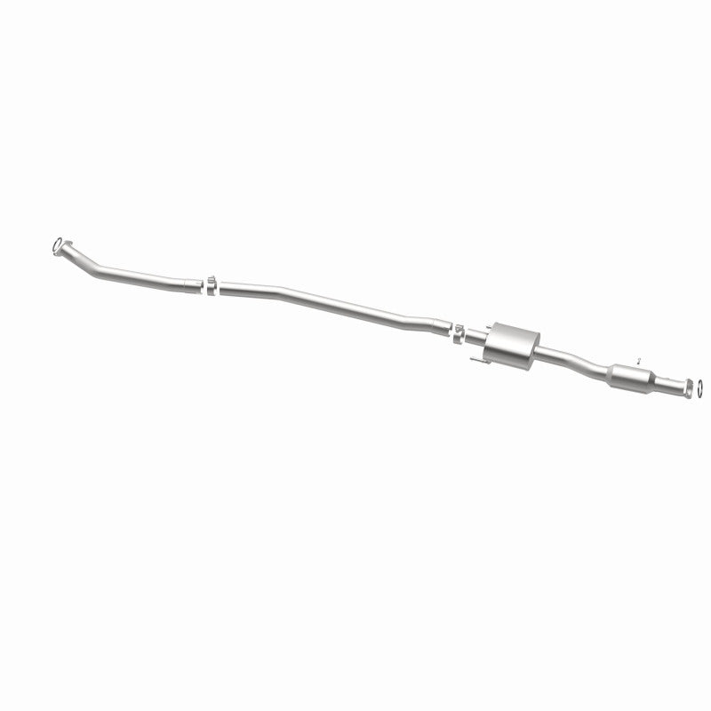 MagnaFlow 21-335 oem grade direct-fit catalytic converter, opposite rear three-quarter view of the turntable spin
