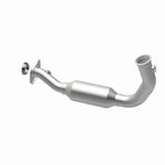 MagnaFlow 5451583 carb direct-fit catalytic converter, opposite rear three-quarter view of the turntable spin