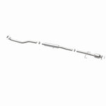 MagnaFlow 5491043 carb direct-fit catalytic converter, opposite rear three-quarter view of the turntable spin