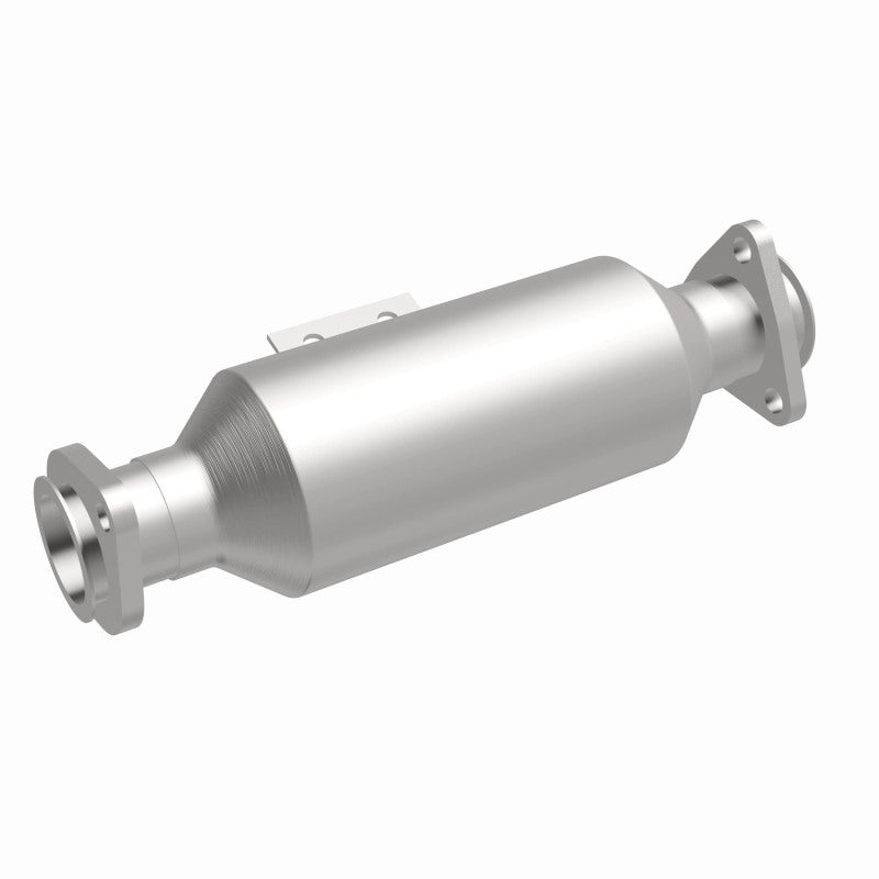 MagnaFlow 4481876 carb direct-fit catalytic converter, front three-quarter view of the turntable spin