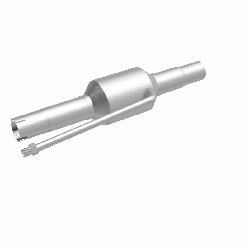 MagnaFlow 4451212 carb direct-fit catalytic converter, front three-quarter view of the turntable spin