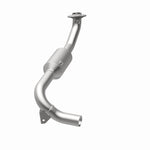 MagnaFlow 4451166 carb direct-fit catalytic converter, opposite rear three-quarter view of the turntable spin