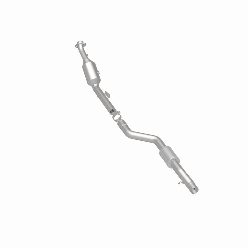 MagnaFlow 5561569 carb direct-fit catalytic converter, rear three-quarter view of the turntable spin