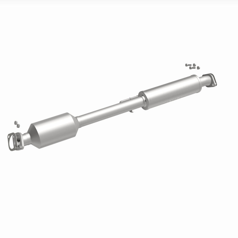 MagnaFlow 5571820 carb direct-fit catalytic converter, front three-quarter view of the turntable spin