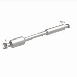 MagnaFlow 5571820 carb direct-fit catalytic converter, front three-quarter view of the turntable spin
