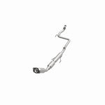 MagnaFlow 551159 carb direct-fit catalytic converter, opposite front three-quarter view of the turntable spin