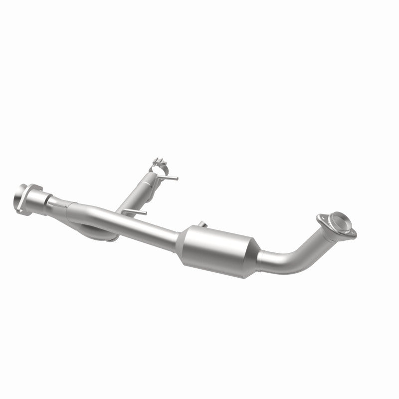 MagnaFlow 4451165 carb direct-fit catalytic converter, opposite rear three-quarter view of the turntable spin