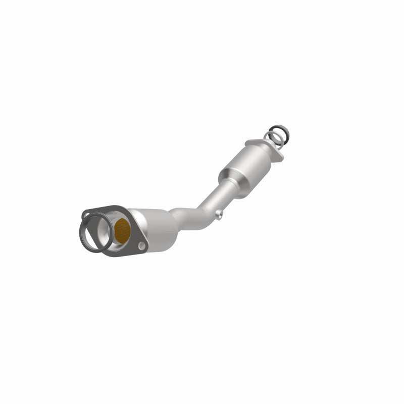 MagnaFlow 5411327 carb direct-fit catalytic converter, opposite front three-quarter view of the turntable spin