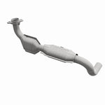 MagnaFlow 5481238 carb direct-fit catalytic converter, opposite front three-quarter view of the turntable spin