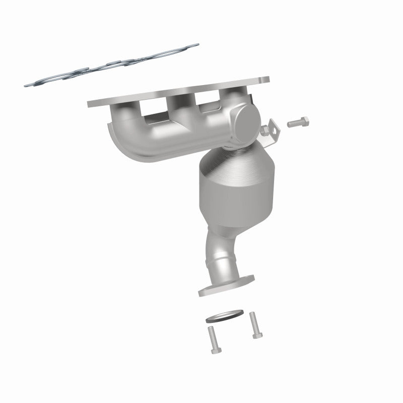 MagnaFlow 5582548 carb manifold converter, rear three-quarter view of the turntable spin