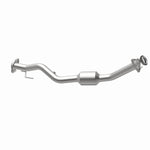 MagnaFlow 5451217 carb direct-fit catalytic converter, opposite rear three-quarter view of the turntable spin