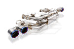 A side wide view of Fi EXHAUST Valvetronic Cat-Back System for Chevrolet Corvette C8 Stingray 2020+ with white background
