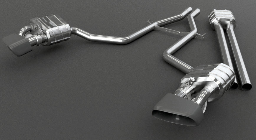 Capristo Panamera 970 Executive valved exhaust with mid-pipes and black rectangular tips