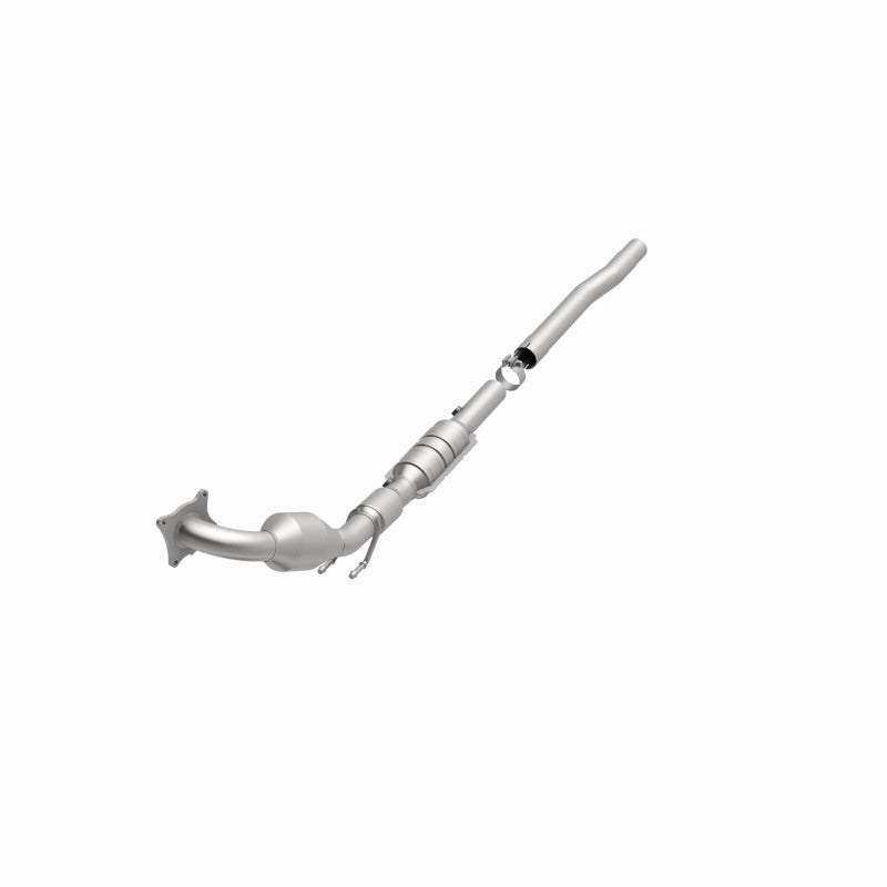 MagnaFlow 551887 carb direct-fit catalytic converter, opposite front three-quarter view of the turntable spin
