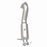 MagnaFlow 5561477 carb direct-fit catalytic converter, rear three-quarter view of the turntable spin