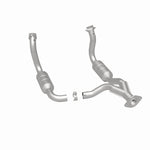 MagnaFlow 5451760 carb direct-fit catalytic converter, rear three-quarter view of the turntable spin