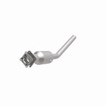MagnaFlow 4561242 carb direct-fit catalytic converter, opposite front three-quarter view of the turntable spin