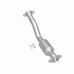MagnaFlow 52709 oem grade direct-fit catalytic converter, rear three-quarter view of the turntable spin