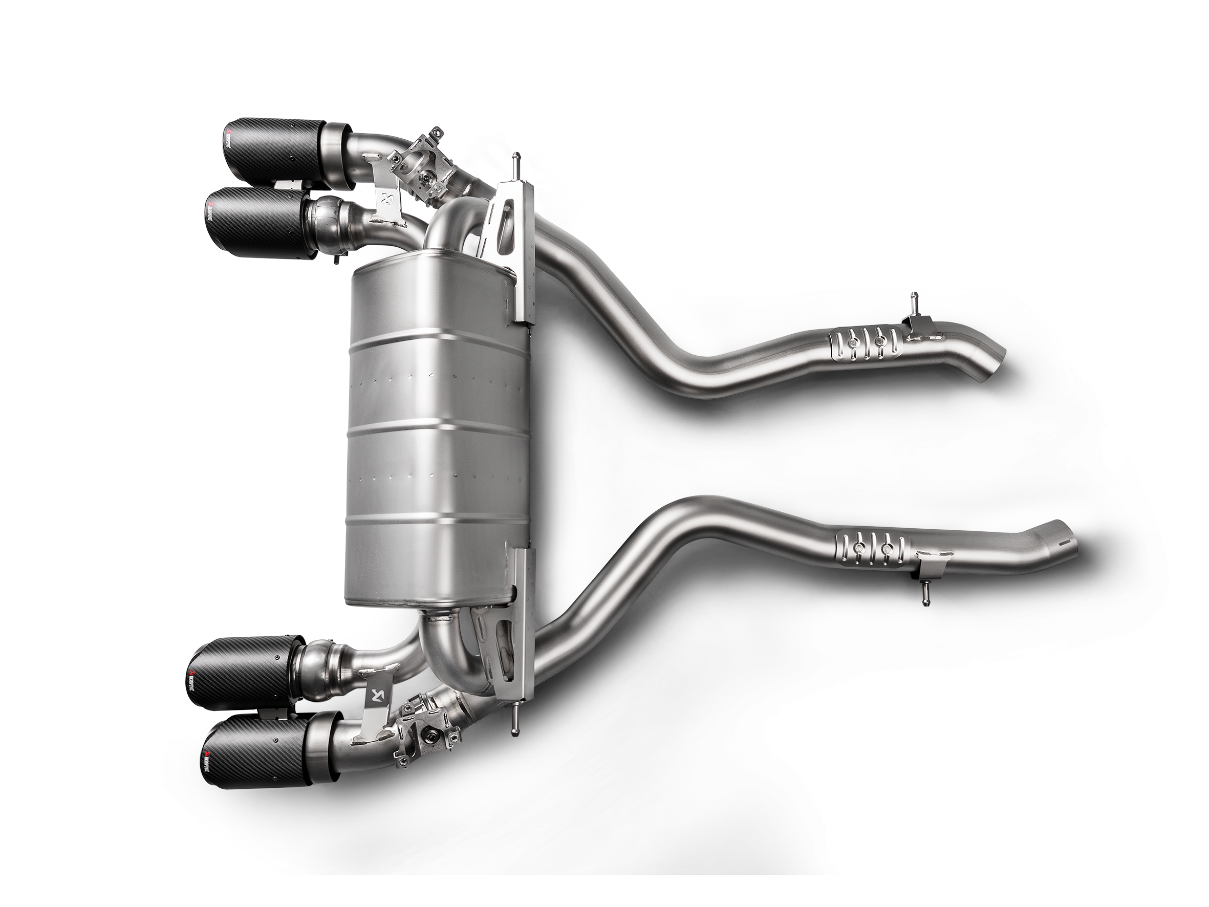 Akrapovic BMW M2 Competition (F87N) Slip-On Line (Titanium) w/Carbon Fiber Tips S-BM/T/3H for BMW M2 Competition F87 2019-2021, side view