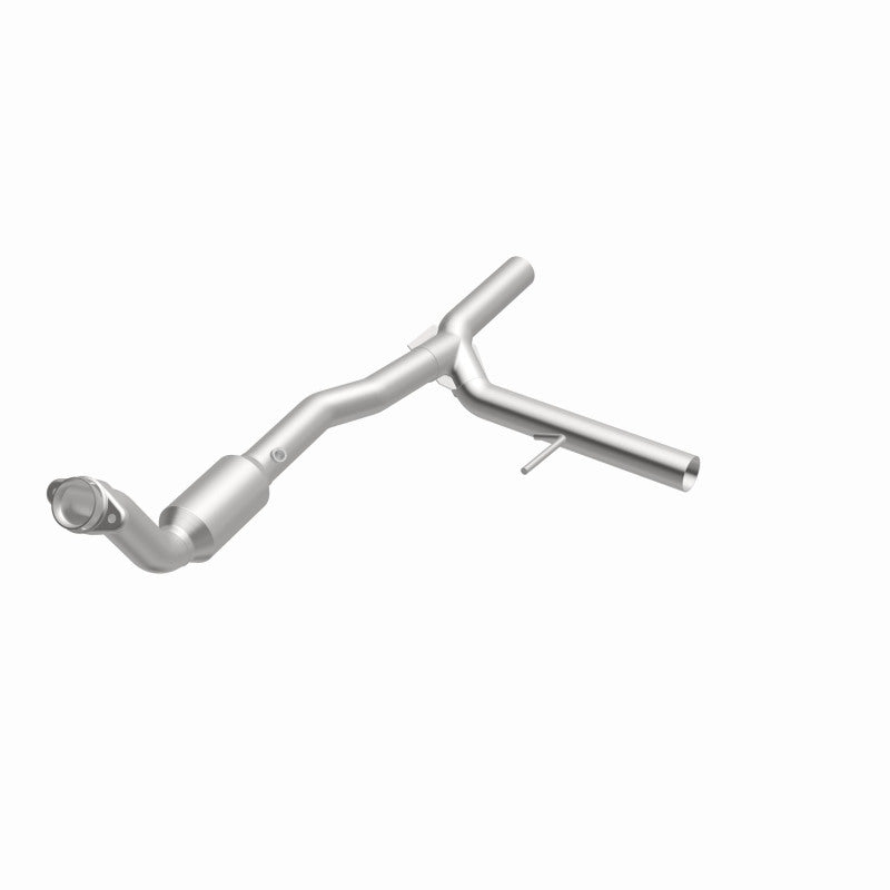 MagnaFlow 5451154 carb direct-fit catalytic converter, opposite front three-quarter view of the turntable spin