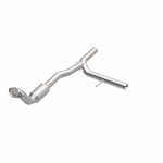 MagnaFlow 5451154 carb direct-fit catalytic converter, opposite front three-quarter view of the turntable spin