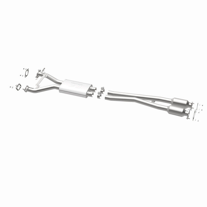 MagnaFlow 52849 oem grade direct-fit catalytic converter, opposite rear three-quarter view of the turntable spin