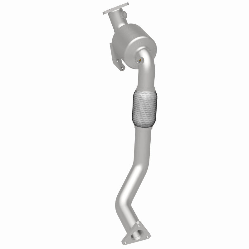 MagnaFlow 5481947 carb direct-fit catalytic converter, rear three-quarter view of the turntable spin