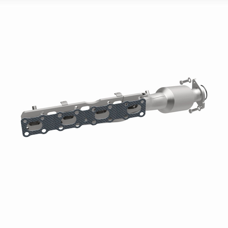 MagnaFlow 5582357 carb manifold converter, opposite front three-quarter view of the turntable spin
