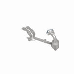 MagnaFlow 5582647 carb manifold converter, rear three-quarter view of the turntable spin
