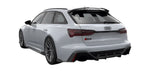 Render of a silver Audi RS6 Avant rear three-quarter with carbon diffuser