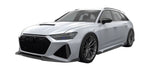 Render of a silver Audi RS6 Avant with carbon front lip