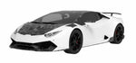 Render of a white Huracan with forged carbon roof, hood and mirror caps