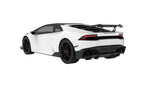Render of a white Huracan LP610 rear three-quarter with carbon rear diffuser