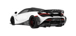 Render of a white McLaren 720S rear three-quarter with carbon rear diffuser