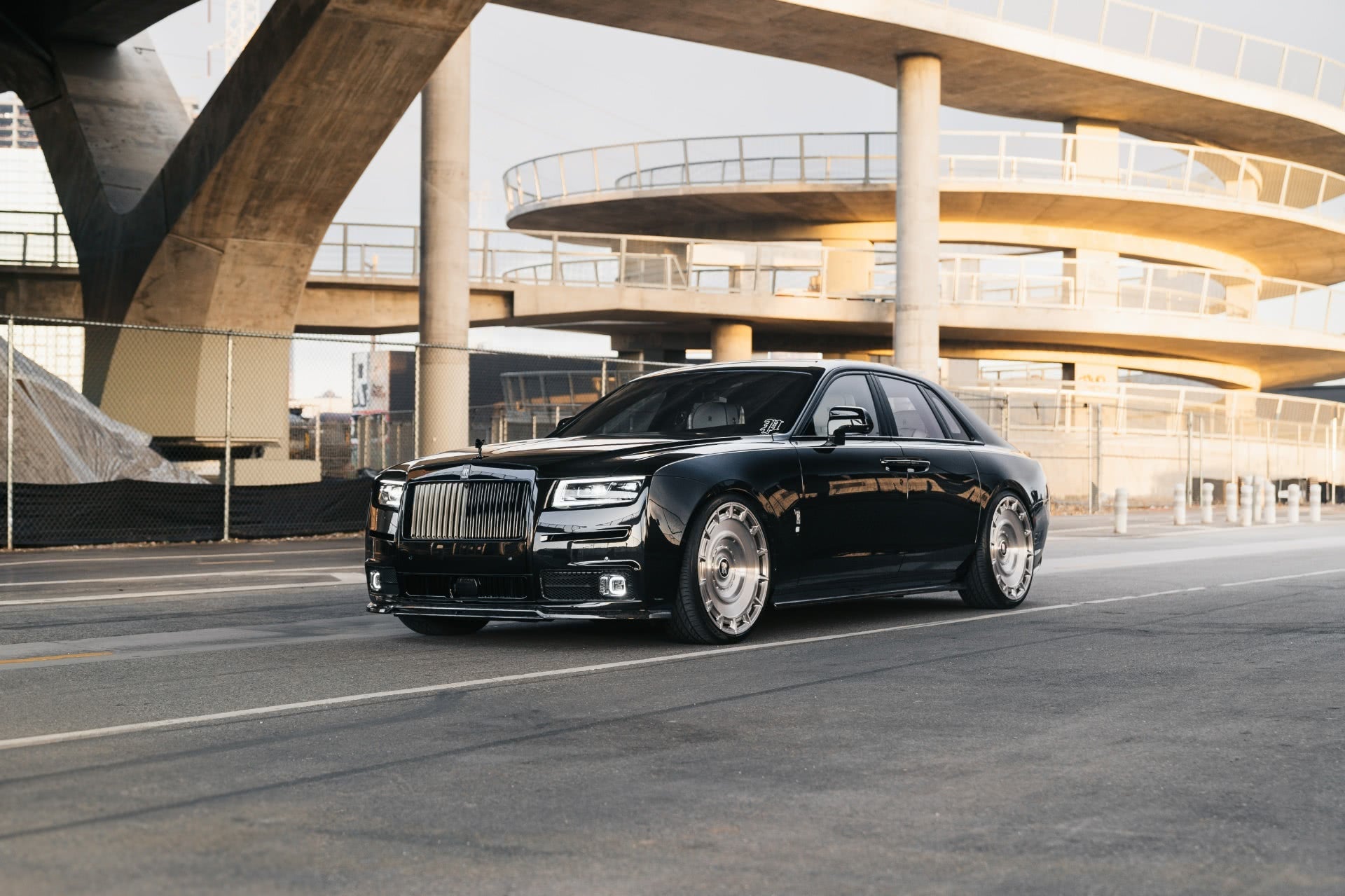 Front of the Urban Rolls-Royce Ghost with carbon splitter and DRLs