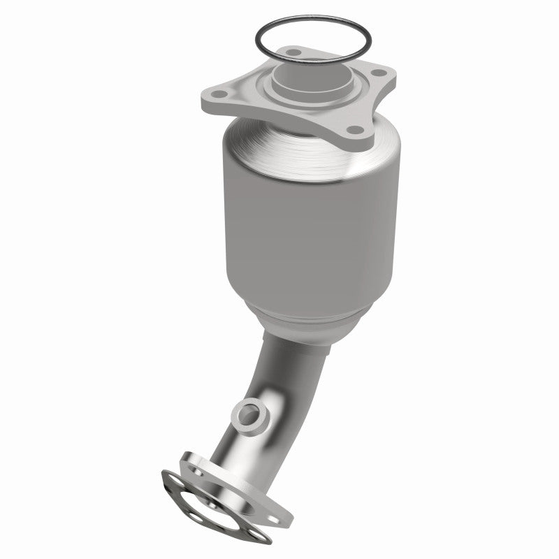MagnaFlow 5481322 carb direct-fit catalytic converter, opposite front three-quarter view of the turntable spin