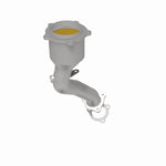 MagnaFlow 5582589 carb direct-fit catalytic converter, rear three-quarter view of the turntable spin