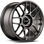Gunmetal alloy wheel with multi-spoke design and center cap, isolated on white background - APEX Wheels wheel for 18x8.5 ET35 5x120 - Anthracite