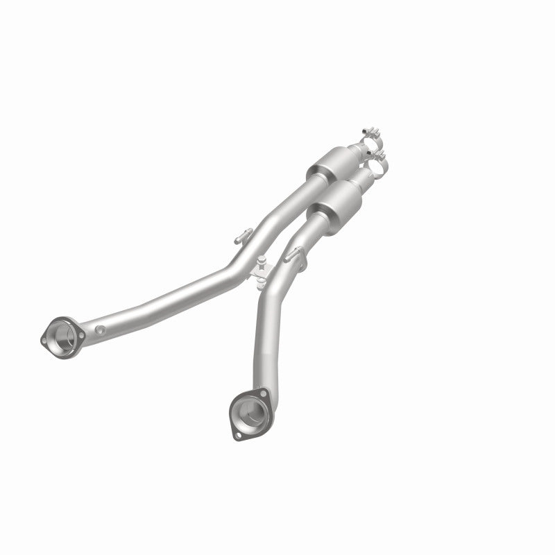 MagnaFlow 52969 oem grade direct-fit catalytic converter, opposite front three-quarter view of the turntable spin