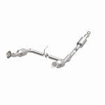 MagnaFlow 5481108 carb direct-fit catalytic converter, opposite front three-quarter view of the turntable spin