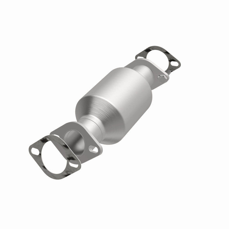 MagnaFlow 52874 oem grade direct-fit catalytic converter, opposite front three-quarter view of the turntable spin